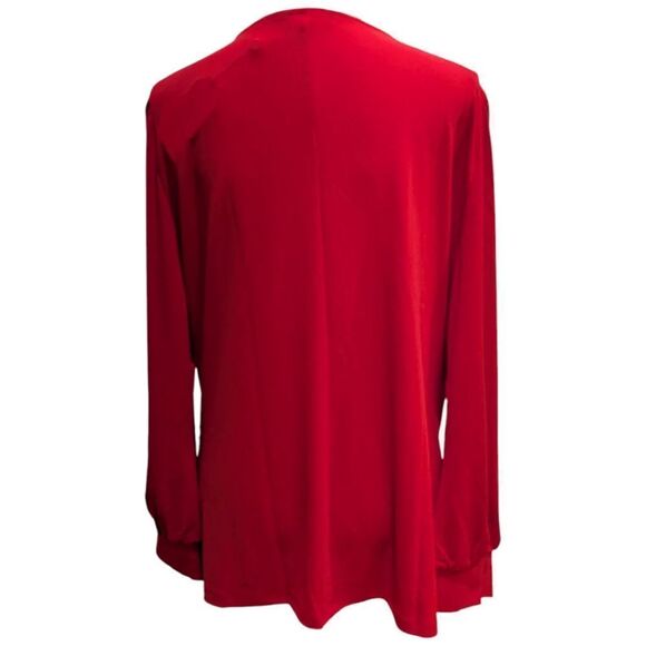 Universal Standard Women's M Crepe Jersey Gathered V-Neck Blouse Vermilion Red - Picture 6 of 12